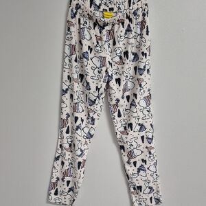 Peanuts Black and White Cartoon Pajama Pants Snoopy With Hat XS